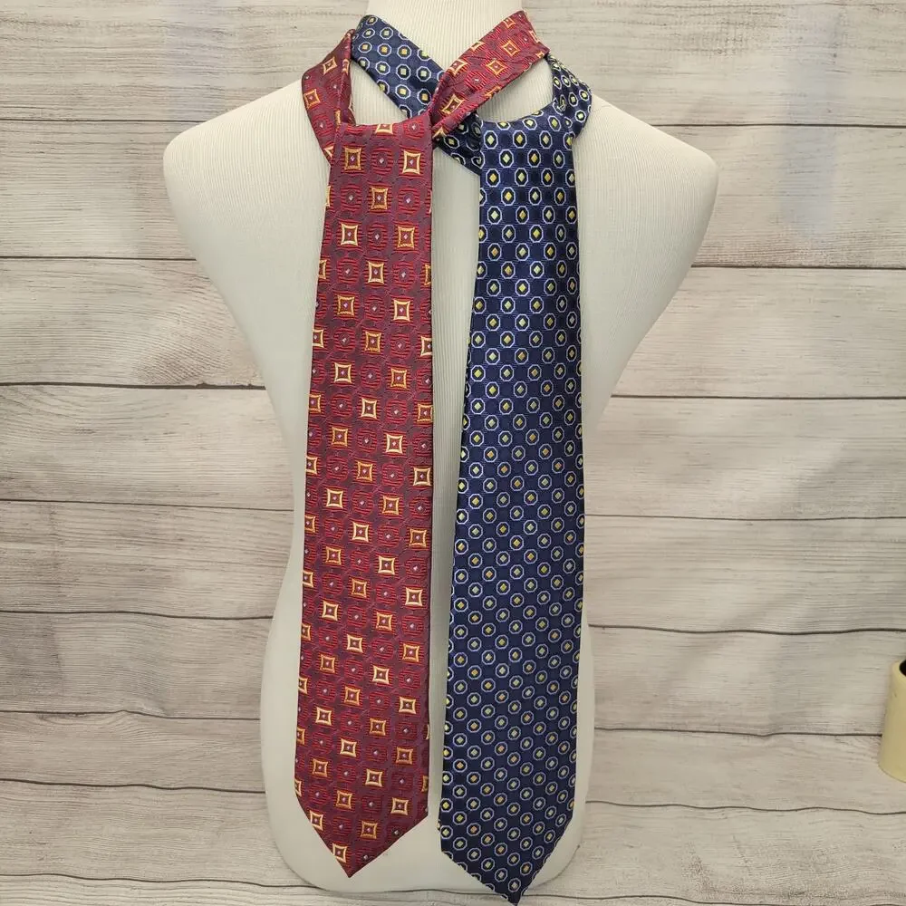 Grant Thomas Lot of 2 Hand Sewn Neckties - Maroon & Navy